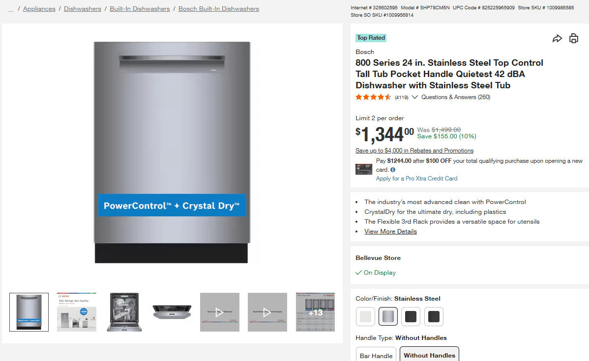 Bosch 800 Dishwasher Without Handles