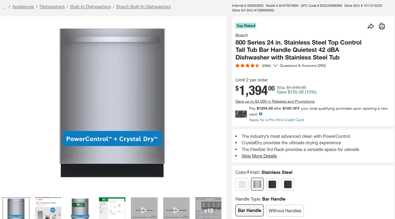 Bosch 800 Dishwasher