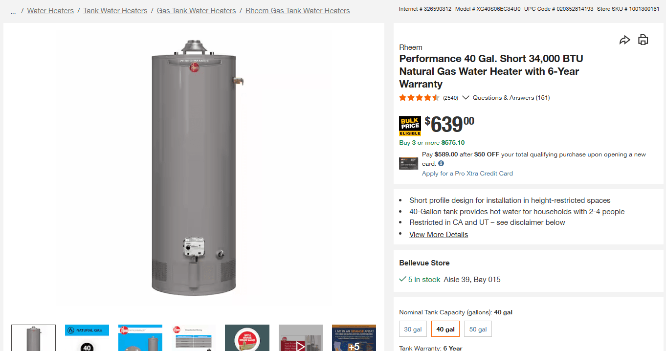 Rheem Gas Water Heater