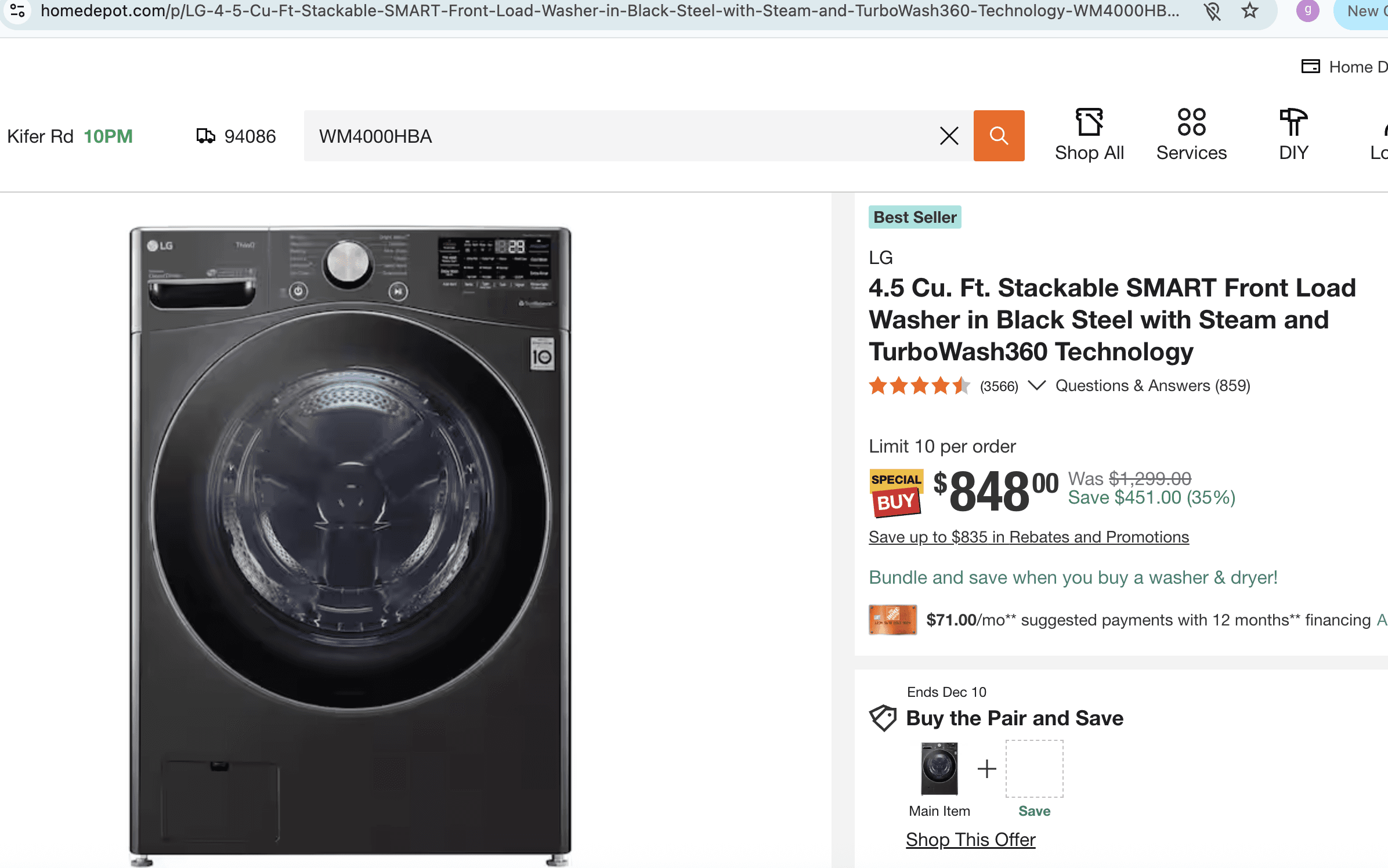 LG Front Load Washers