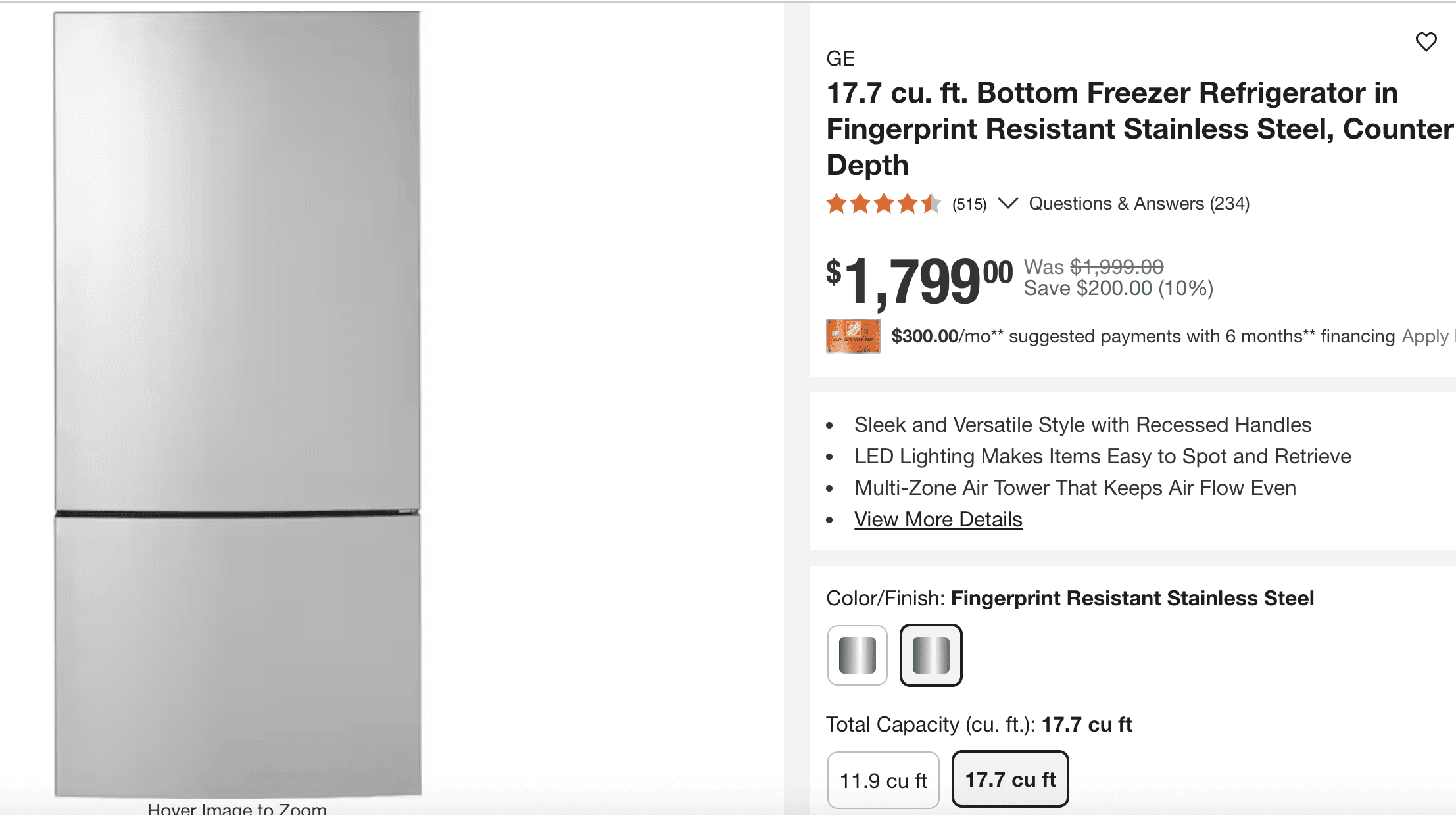 GE Bottom Freezer Refrigerators